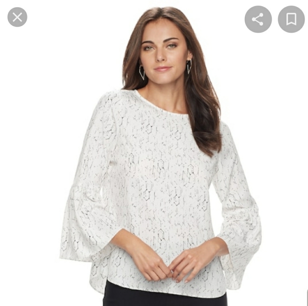 White bell sleeve blouse